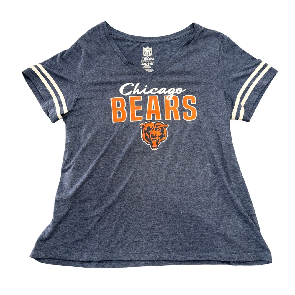 NFL‎ Team Apparel Chicago Bears Navy Blue V-Neck T-Shirt Womens XXL 0000129